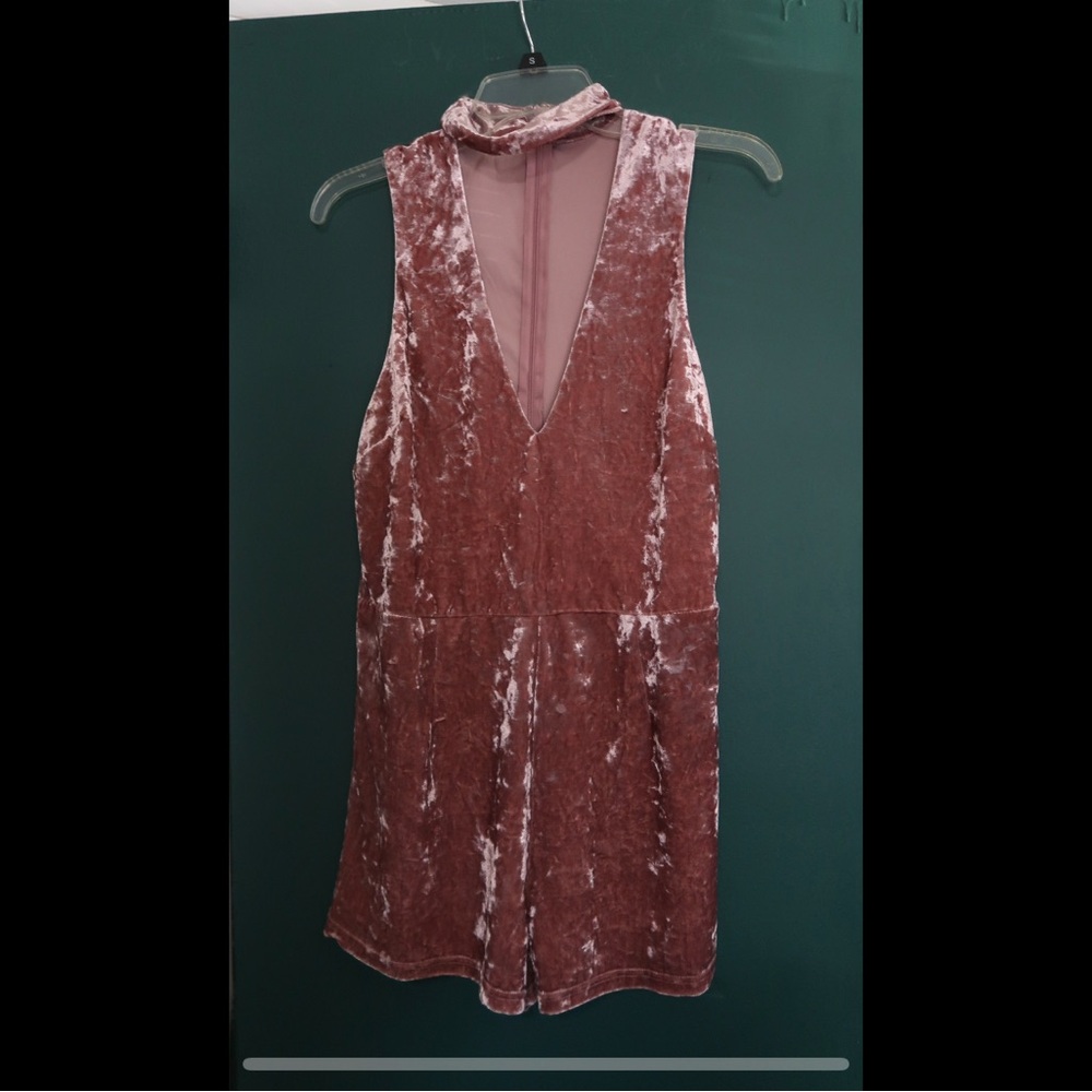 Blush Velvet romper plus mini skirt